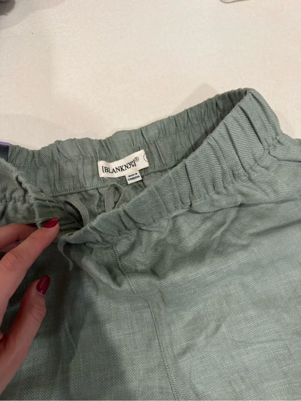 New w/Tags European Linen Blend Olive Green Shorts